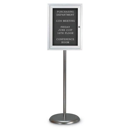 United Visual Products Corkboard, Triple Door, Radius Frame, 96x48", Satin/Cobalt UV7006-SATIN-COBACC